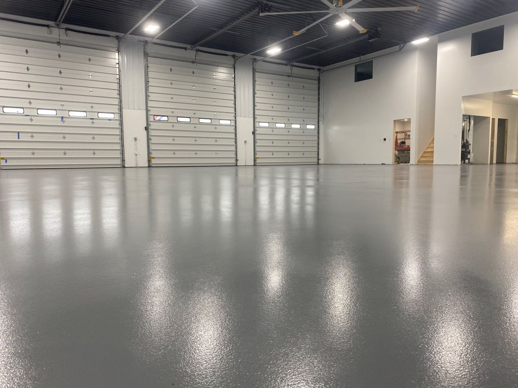 Commercial garage solid grey epoxy floor — Elmer, NJ