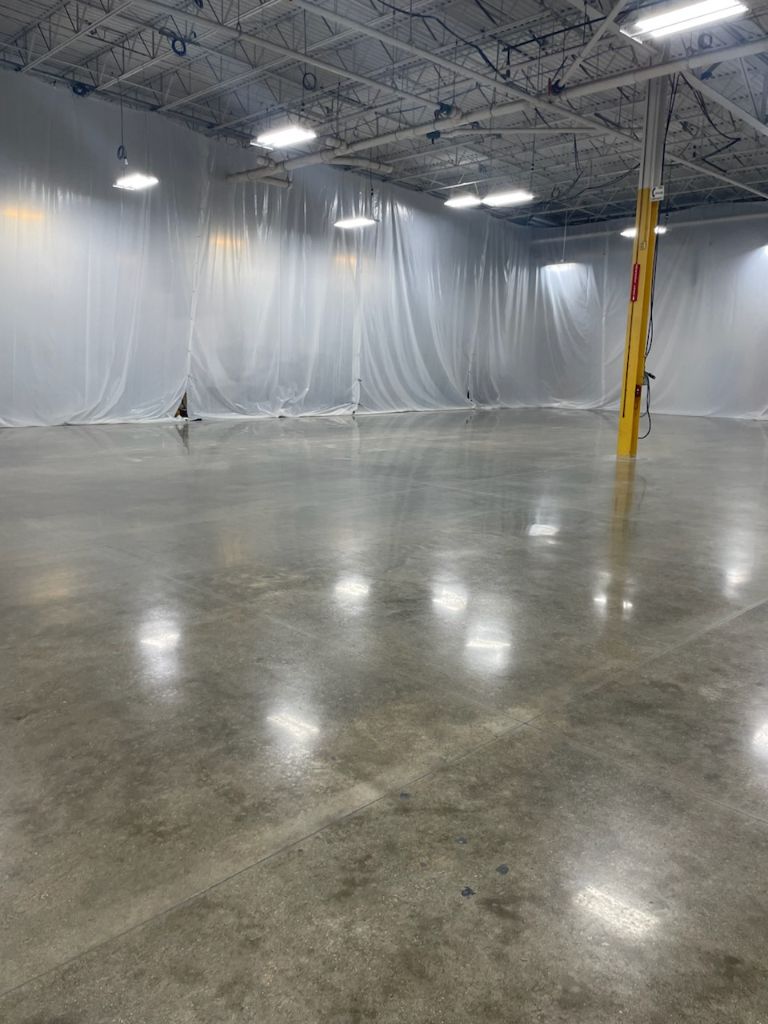 Production facility polished concrete floor wide view — Dover, DE